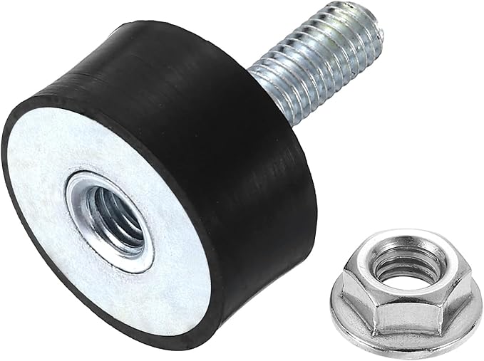 uxcell M8 Rubber Mounts, 1Pcs 29x15mm(DxH) Rubber Cylindrical Anti Vibration Isolator Shock Absorber with Lock Nut for Car Bobbin Generator Air Compressors