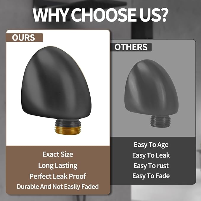 50560-BL Wall Supply Elbow For Hand Shower Elbow Adapter,Water Supply Elbow For Hand Shower,Wall-Mount Supply Wall Elbow For Hand Held Shower Elbow Adapter,Matte Black