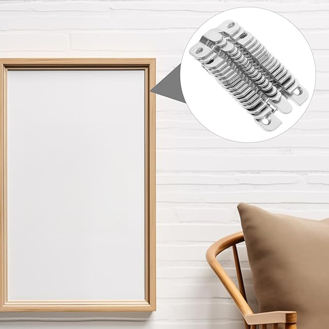 20PCS Heavy Duty Flush Mount Bracket Picture Frame Support Hardware with Screws Interlocking Wall Mount Hooks for Hanging Frames Mirrors and Furniture Connectors for Plasterboard