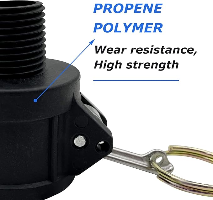2PCS Camlock Fittings Poly NPT B-50 1/2" Type B Standard Couplings Cam lock Fittings Polypropylene Cam Groove Fitting Female Camlock with Male Threads (0.5 inch, Type B)