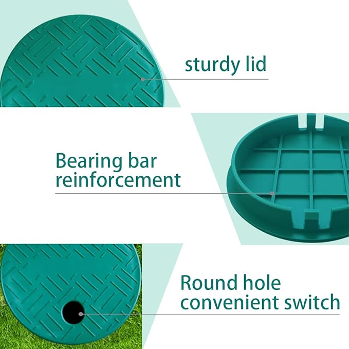 Cunguv Valve Box Cover Lid Sprinkler Valve Box Lid Replacement ID 5.5" OD 6" for Circular Irrigation Control 2 Pieces