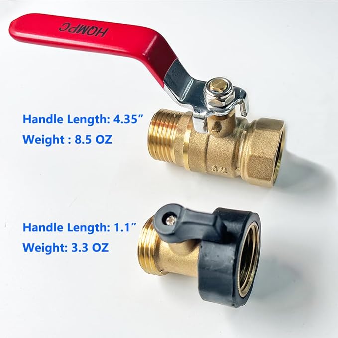 HQMPC Garden Brass Shut Off Valve Ball Valves 3/4" GHT Hose Shut Off valve Hose Valves Big Fllow 2Pcs Long Handle