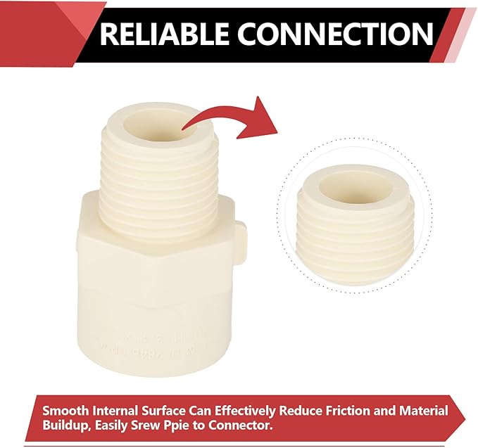 (30 Pack) EFIELD CPVC CTS Male Adapter Fittings, 3/4" Slip x 1/2" Male Thread,(CPVC036-5-30PCS)