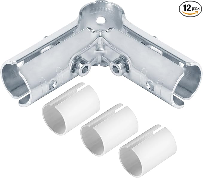 12 Sets 90 Degree 3 Way Elbow Pipe Connector Clamps, Fits 1/2" EMT with PE Adapter Shims