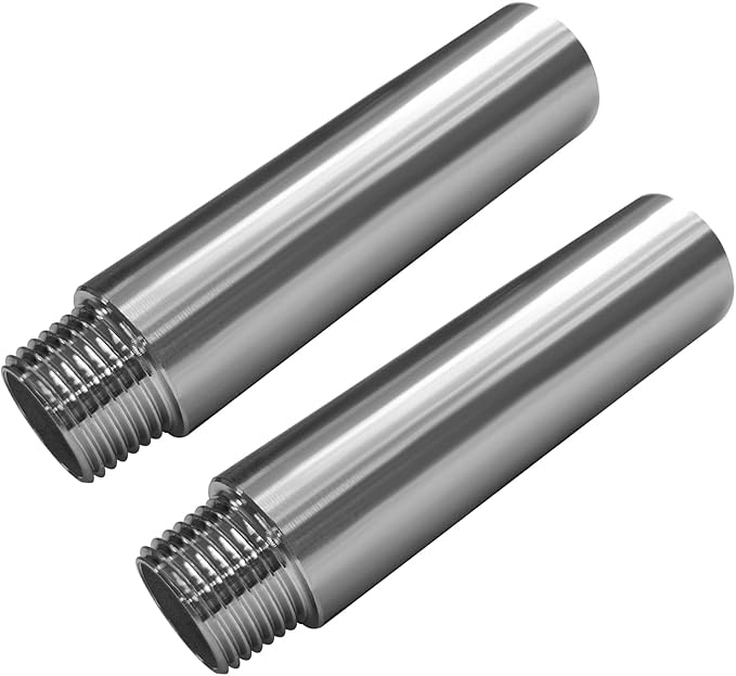 Beduan Stainless Steel Pipe Fittings, 1/2" NPT Male x 1/2" NPT Female Threaded, 4" Length Nipple Cast Pipe (Pack of 2)