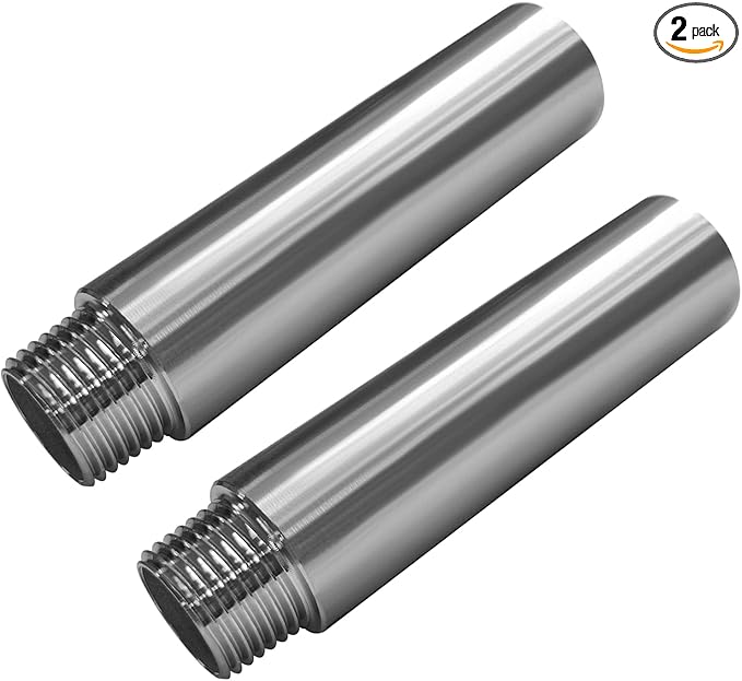 Beduan Stainless Steel Pipe Fittings, 1/4" NPT Male x 1/4" NPT Female Threaded, 4" Length Nipple Cast Pipe (Pack of 2)