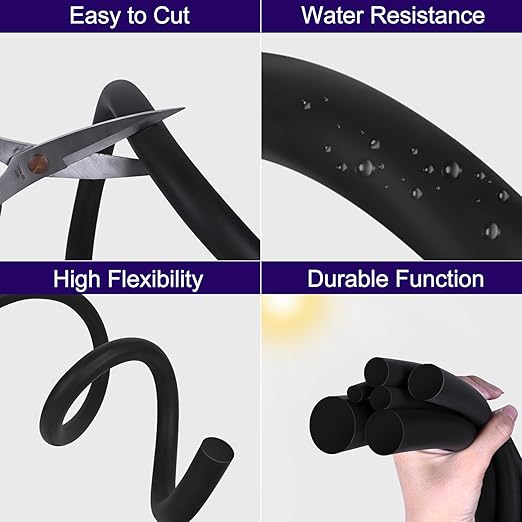 ToLanbbt Backer Rod EPDM Rubber 1/4" Diameter x 20' Length Caulk Saver Door Window Weather Stripping Seal for Concrete Filling Joints and Gaps (Black)