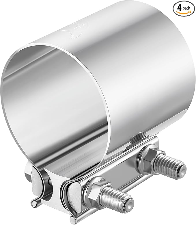 EVIL ENERGY 3.0 Inch Exhaust Clamp, Butt Joint Band Clamp Sleeve Coupler Stainless Steel for Pipes, Mufflers, Catalytic Converters 4PCS