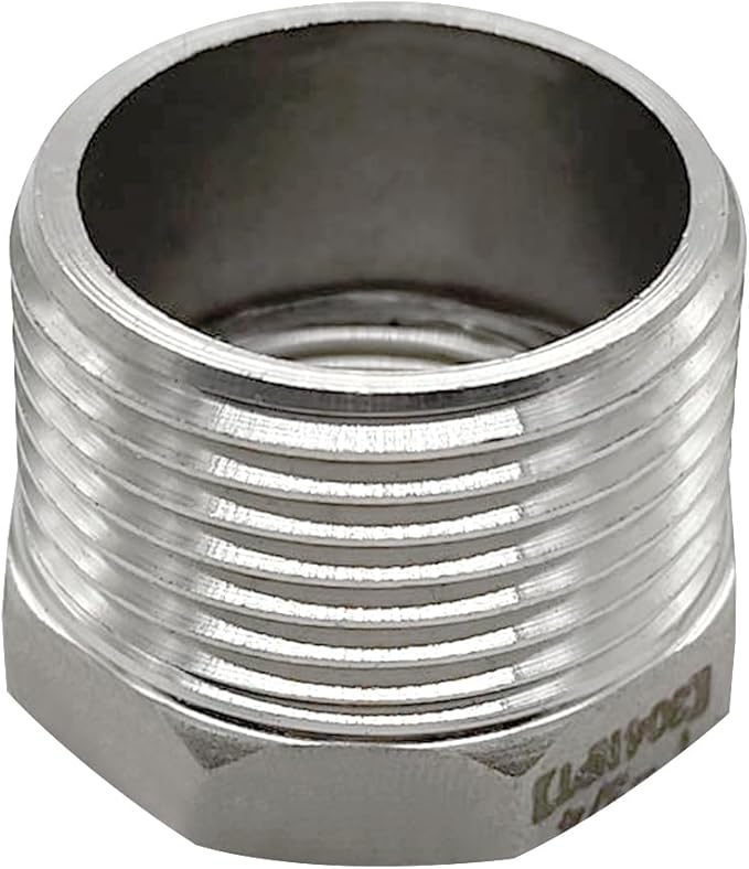 Beduan Stainless Steel Reducer Hex Bushing 1" Male NPT to 3/4" Female NPT Reducing Cast Pipe Adapter Fitting for Air Water Gas Fuel(Pack of 5)