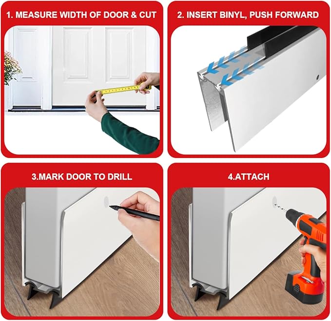 1" x 36" White Aluminum Storm Door Sweep Replacement Weatherproof Bottom Seal for Security Doors (1, Black)