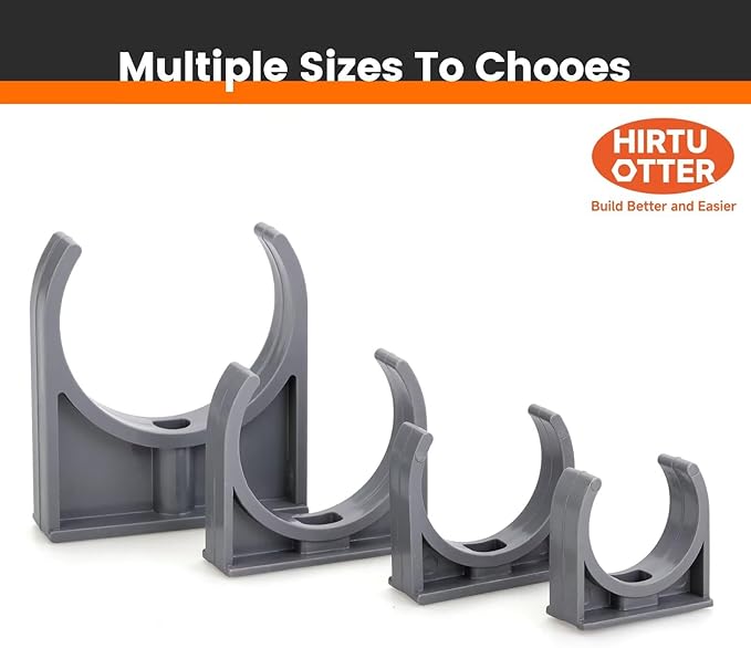 32mm/1.26" (40 PCS) U-Shaped PVC Pipe Clamps (Gray), Hose Hanger Support, High Strength for Home Plumbing, TV Trays, Water Supply, Garden Tubing, PEX, UV Resistant, fit for 1" PVC Pipe Sch40