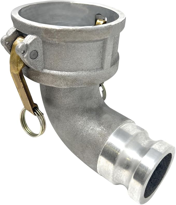 Gloxco Aluminum Type DA Cam and Groove Hose Fitting, 90 Degree Elbow Reducer, 3" Female Camlock x 2" Male Camlock (CAM-3020-DA90-AL)