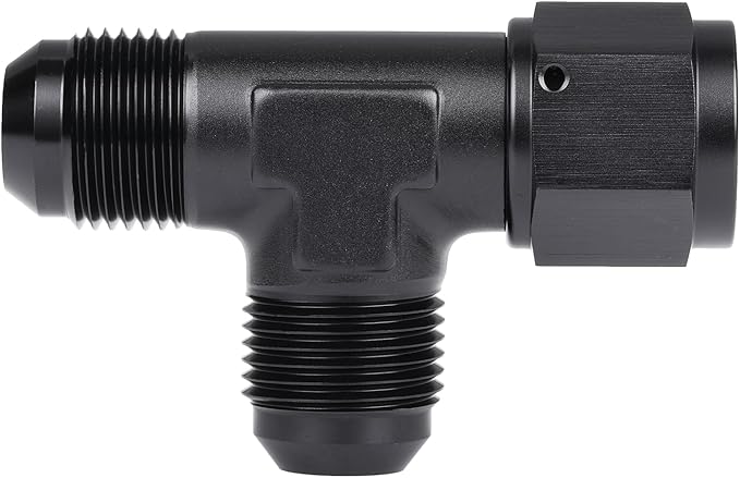 10AN Male Flare Tee T Fitting Adapter with AN10 Female Swivel On Run Aluminum Black