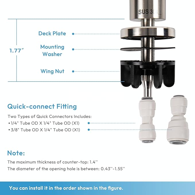 Besdor Drinking Water Faucet, Filtered Water Reverse Osmosis RO Faucet for Kitchen Sink, Non-Air Gap, Lead-Free, 304 Stainless Steel, Brushed Nickel (WF1)