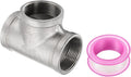 uxcell 304 Stainless Steel Tee Pipe Fittings G1-1/2" Female Tee Adapter 3 Way t Shaped Cast Pipe Fitting Connector with Seal Tape for Plumbing Drainage Pipes Heating Systems