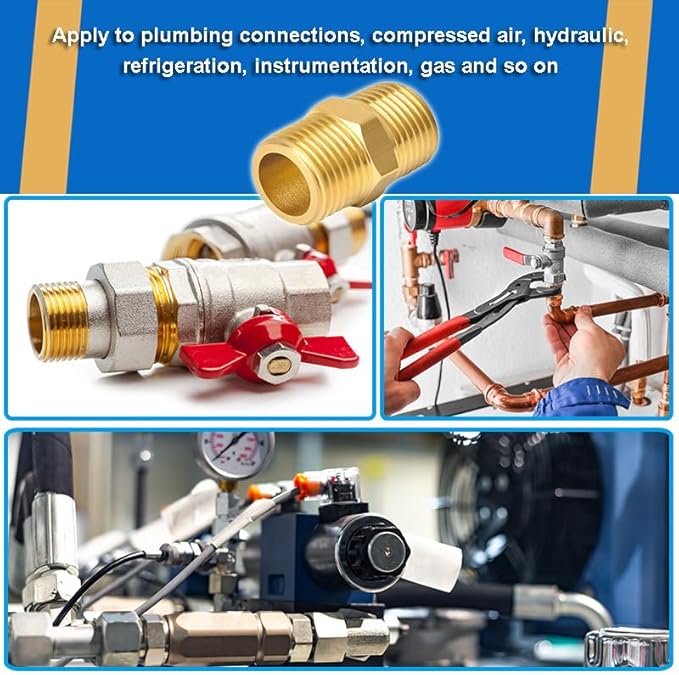 4PCS Hex Nipple 1"NPT x 1" NPT Male Solid Brass Pipe Fitting, 1 inch Brass nipple Male Threaded Pipe Adapter Fittings Equal Nipples Connectors Couplings