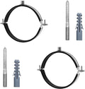 2 Pcs 4.9-5.1 Inch Split Ring Pipe Hanger, 125-130mm Heavy Duty Adjustable Pipe Bracket Clamp with Screw & Expansion Tube, Wall Ceiling Mount Combination Thread M8/M10 Metal Pipe Clamps