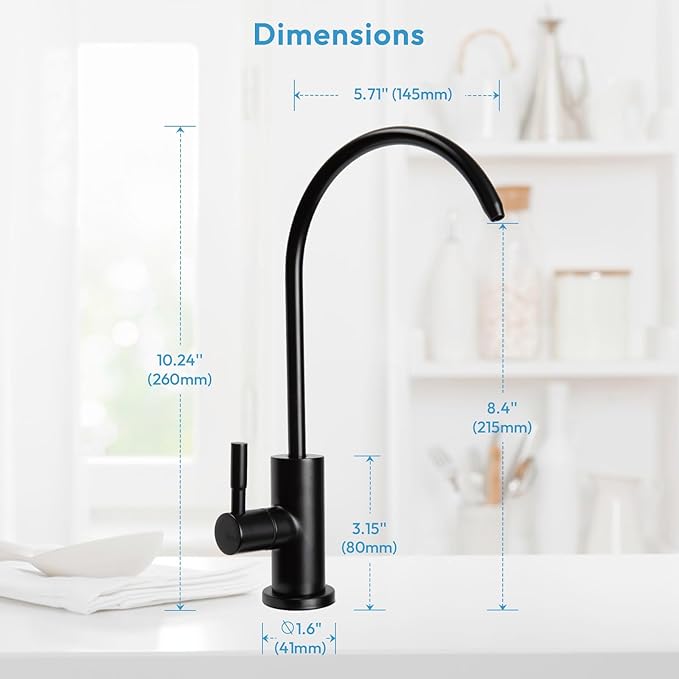 Besdor Reverse Osmosis Faucet, Filtered RO Drinking Water Faucet for Kitchen Sink, Non-Air Gap, 360-degree Rotation, Lead-Free, 304 Stainless Steel, Matte Black