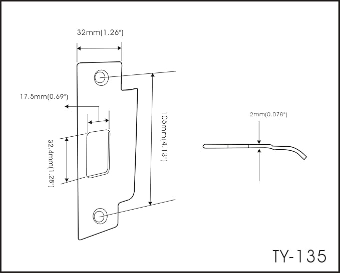 QCAA Stainless Steel Extended Replacement Lock Strike Plate, Round Corner, 4-7/8" for Deadbolt, US32D, 4 Pack, Made in Taiwan