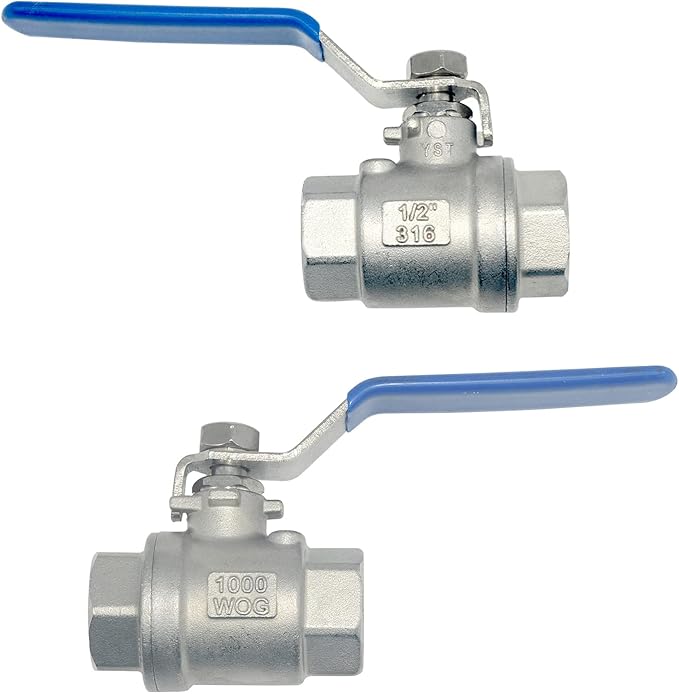 VARMHUS NPT Female 316 Stainless Steel Full Port Ball Valve Vinyl Handle WOG1000 (1/2")