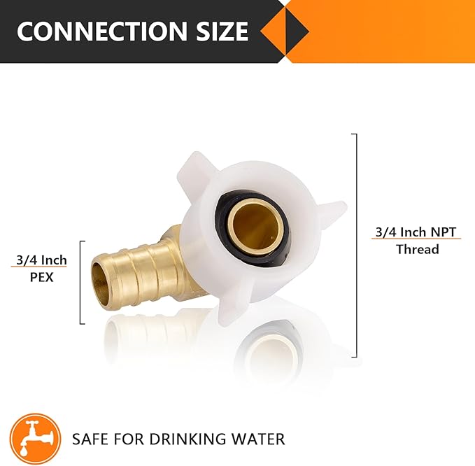 100-Pack HeSun PEX Fittings, 3/4" Pex x 3/4" Female NPT Swivel Elbow, Brass Crimp Fitting for ASTM F1807(PEX1807211-100)