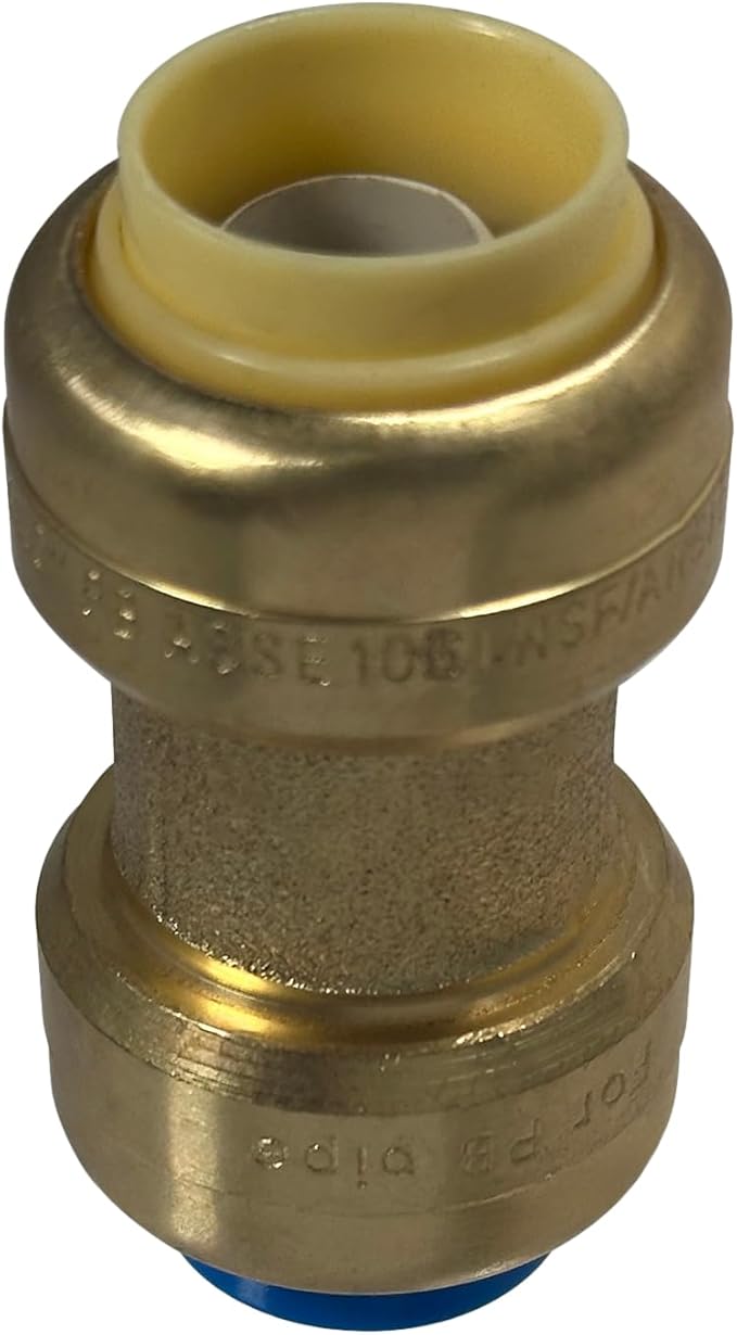 10 PIECES XFITTING 1/2" X 1/2" PB (POLYBUTYLENE) CONVERSION PUSH FIT COUPLINGS - BRASS