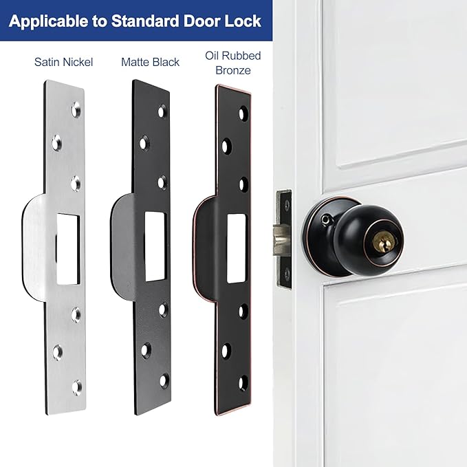 Door Strike Plate 7" Oil Rubbed Bronze, Screw Holes Relocation for Repairing Damaged Worn Frame/Slot/Jamb, Large Hole to Fix Latch Sticking, Reinforcement Striker