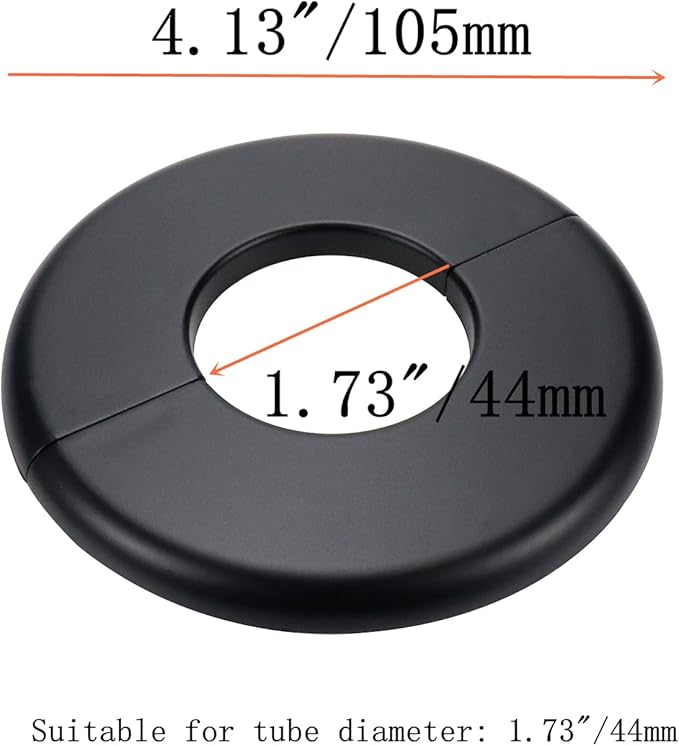 2 Pcs Wall Split Flange, ABS Round Self-Adhesive Escutcheon Plate Buckles Design for 1.73"/44mm Diameter Pipe
