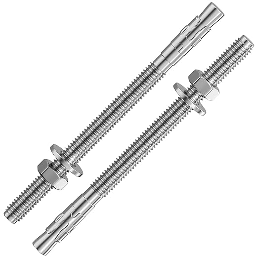 10Pcs 5/16x5 Inch Standard Fasteners for Heavy-Duty 304 Stainless Steel Wedge Anchors for Cement and Concrete