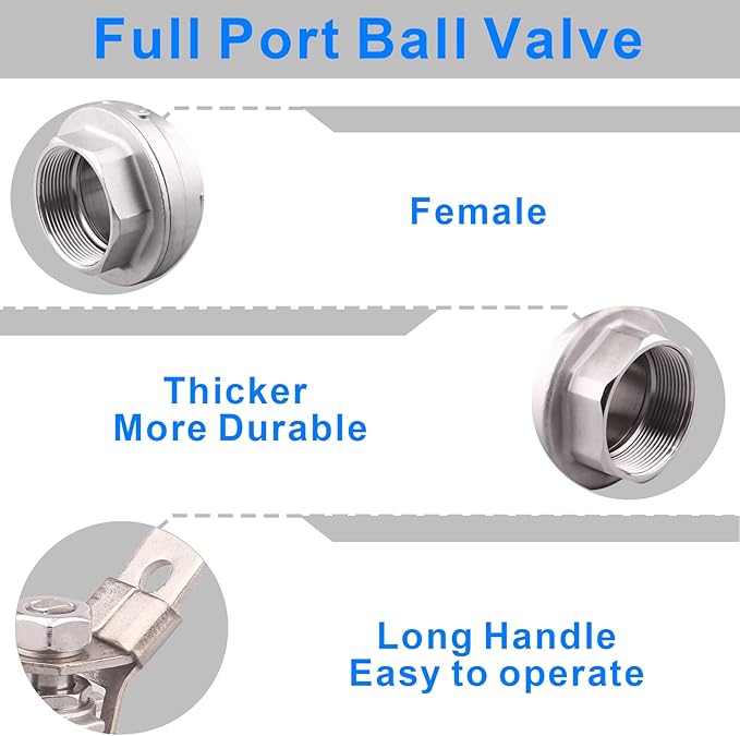 DERNORD Stainless Steel 304 Ball Valve, Full Port Heavy Duty for WOG with Locking Device (3" NPT)