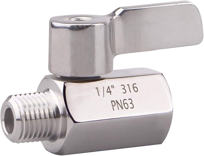 DERNORD Stainless Steel Ball Valve Mini Valve 1/4" NPT Female x Male Thread (Pack of 2)