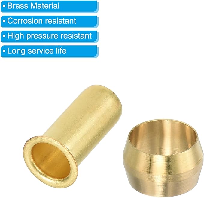 PATIKIL 5/16" Tube ID Compression Assortment Kit, 15 Set Brass Compression Sleeve Ferrule & Insert for Water Oil Air Pipe