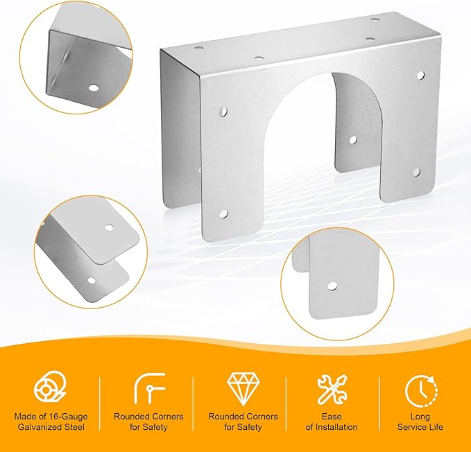 4 Pcs Stud Shoes for 2X Studs, 16-Gauge Galvanized, 5" Height, 1.5" Width, Fits Up to 2 3/8" OD Pipes - Thicker, Higher, IBC/IRC Code Compliant, Extra Durable