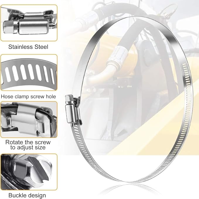 4 Pieces 700mm / 27.5inch Large Size Metal Stainless Steel Pipe Clamps Duct Clamps Hose Clamp Adjustable Ducting Clamps for Securing Hoses and Pipes Tube