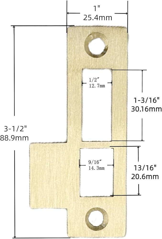 3-1/2" Brushed Brass Mortise Door Strike Plate Replacement Model 312AB Latch Striker Keeper 3.5"