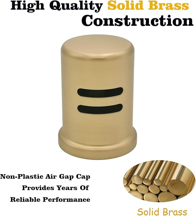 Dishwasher Air Gap Kits with Bronze Dishwasher Air Gap Cover and Matching Escutcheon, Replacement air gap dishwasher,Solid Brass Air Gap Cap, Champagne Bronze Finish