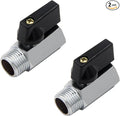Brass Mini Ball Valve 3/8" NPT Female x Male Thread Shut Off Valve Chrome Plated (Pack of 2)