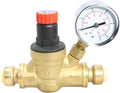 1 Pcs XFITTING 1/2 Inch Push Fit Water Pressure Regulator Valve with Gauge, 3-4-2=1XX