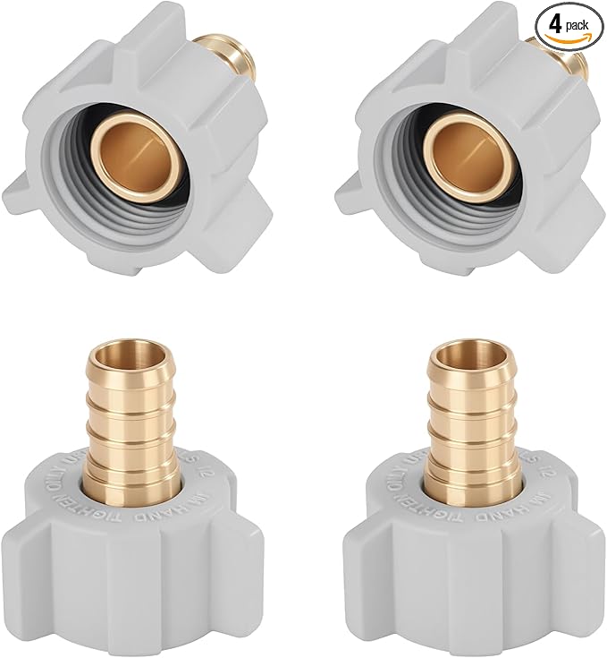 1/2" Pex x 1/2" Female NPT Swivel Adapter No-Lead Brass Crimp Fitting,PEX-B Compatible,4-Pack