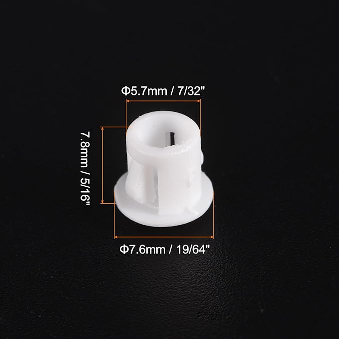 uxcell 7/32" Plastic Hole Plugs, 110Pcs Flush Type Panel Round Snap in Fastener Knockout Locking Plugs for Furniture Insert End Caps Panels, White