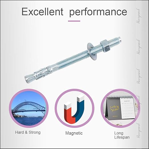 1/2" x 5-1/2" Wedge Anchor, for Cement and Concrete only, zinc-Plated Carbon Steel Screws and lag Bolts （ 20 pcs