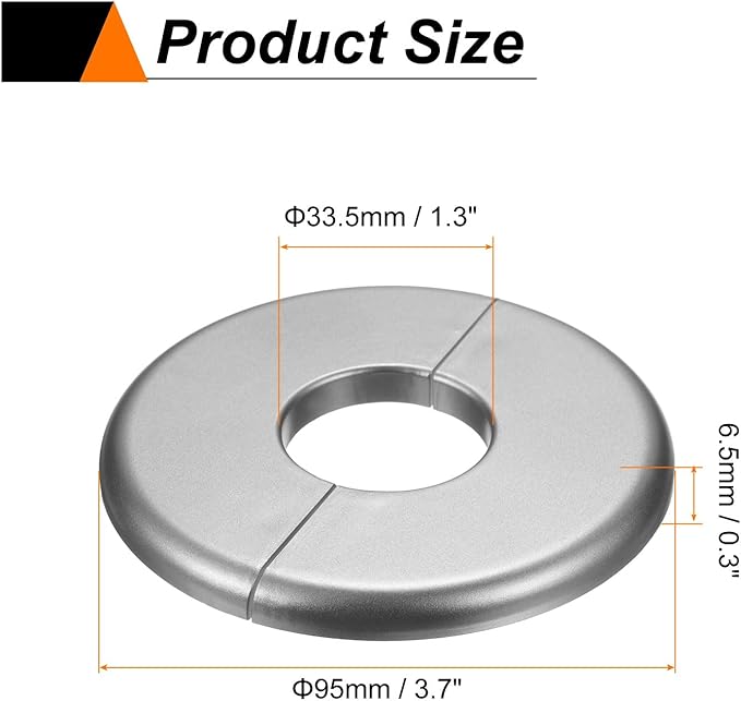 HARFINGTON 4pcs Wall Split Flange 33.5mm/1.3" Self-Adhesive Plumbing Cover Plates ABS Plastic Round Escutcheon Plate Buckle Design for Water Pipe Bathroom Kitchen Decoration, Gray
