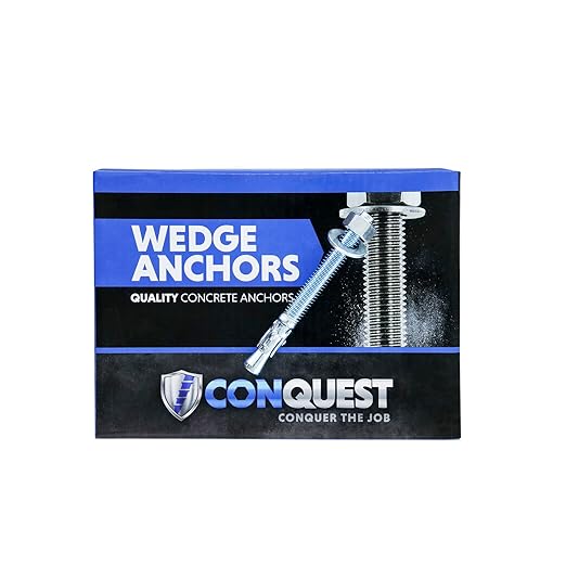 Conquest 3/8" x 3-3/4" Zinc Plated Wedge Anchors (Box of 50) – High Performance Concrete Anchors – Rust Resistant Zinc Plating for Dry Interior Environments – Heavy Duty Fastener for Concrete