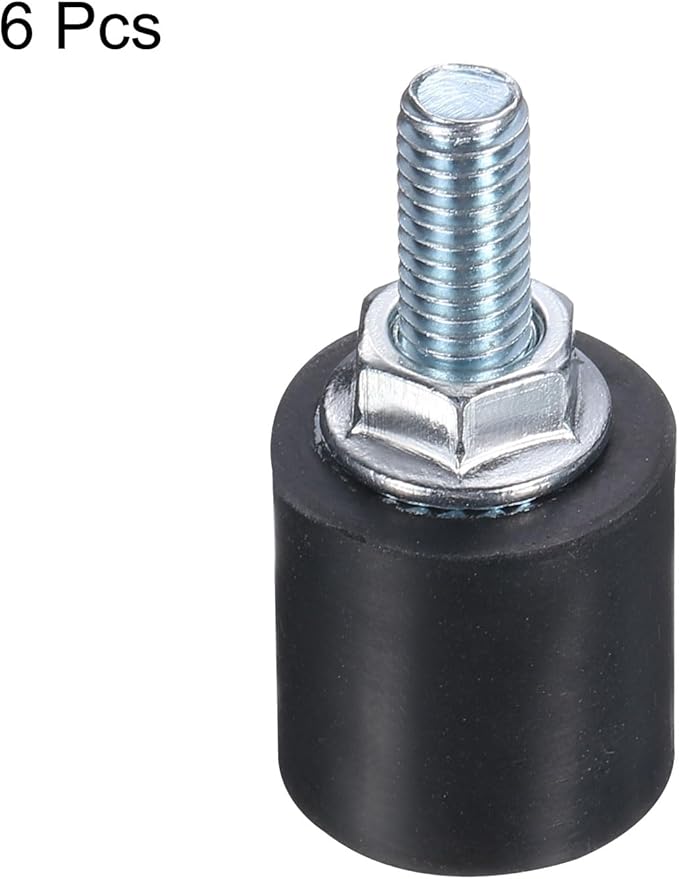 uxcell 6pcs M5x15mm Rubber Isolator Mounts with Studs 15x15mm Male Female Vibration Shock Absorber Zinc Plated Cylindrical Thread Mounts Anti Vibration Isolators with 6pcs M5 Lock Nuts