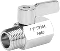 Shower Flow Control Valve - 1/2" NPT Thread Stainless Steel 304 Shut Off Mini Ball Valve, Female x Male Shower Head Water Valve