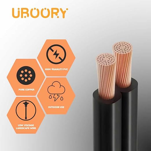 16/2 Low Voltage Landscape Wire 100Feet, 16 Gauge Wire 2 Conductor, for Low Voltage, Outdoor Direct Burial Electrical Wire