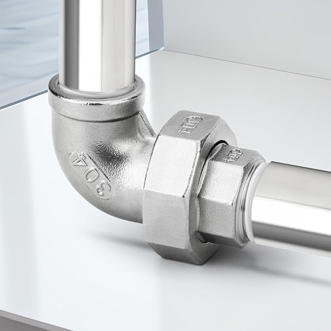 TAISHER 2PCS 304 Stainless Steel 90 Degree Elbow Union，1/4" NPT Female x 1/4" NPT Male Cast Pipe Fitting