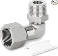 TAISHER 3-Piece 304 Stainless Steel 90 Degree Elbow Fitting Set - 3/4" & 1/2" MNPT/FNPT Reducer Adapters With Hex Bushing
