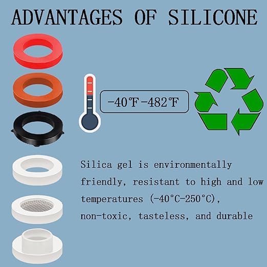 70 Pcs Plumbing Silicone Gasket Assortment Kit VMQ Silicone Washer Food Grade for Assorted Shower Head Garden Hose High Temperature Hot Plumbing Pipes Fittings Seal Repair