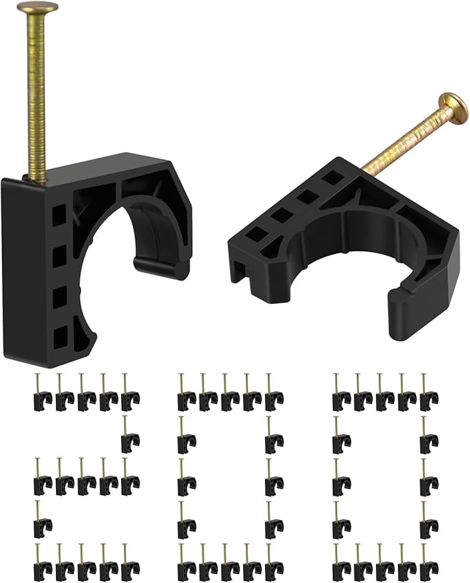 200 Pack 3/4" Half Clamps J-Hook with Nails Set, J Clamps for PEX, Copper, CPVC Tubing Connections